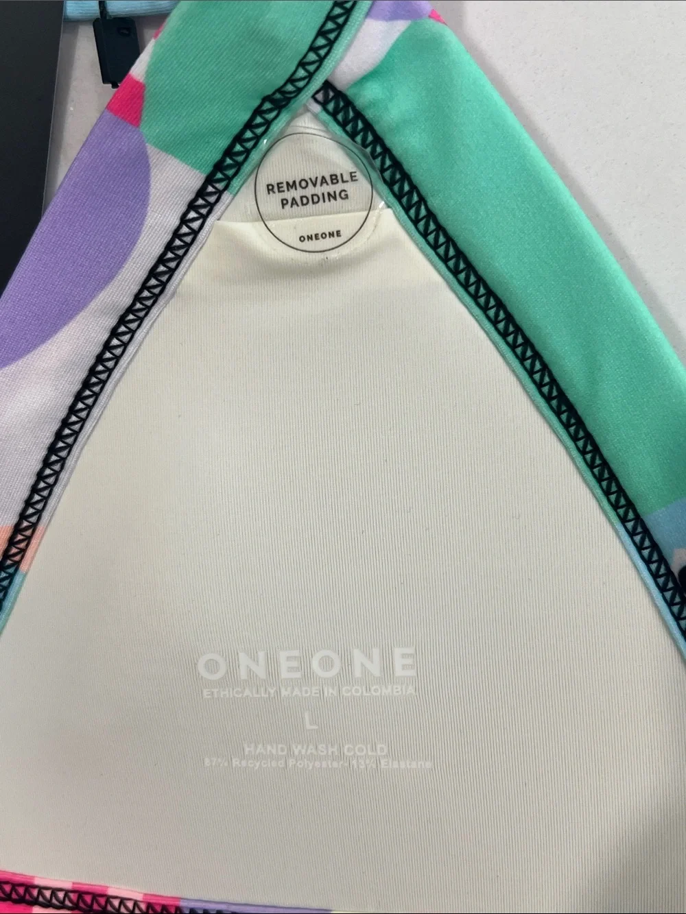 ONEONE Geometric Pink & Mint Triangle Bikini Set size Large